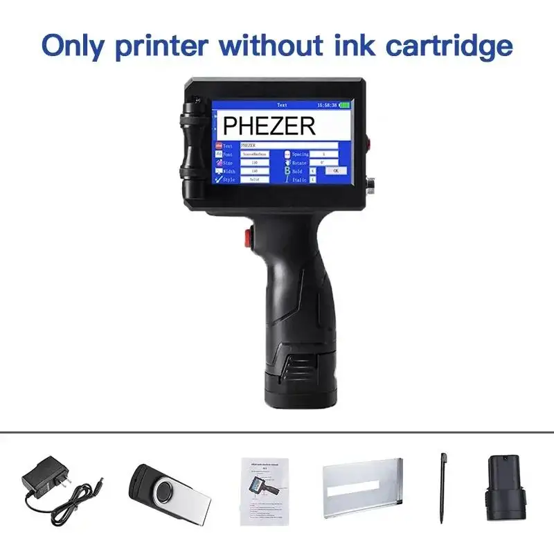 Top! P15 12.7mm Label Printer QR Bar Batch Code Date Number Logo Expiry Date Handheld Inkjet Printer 28 Languages Portable