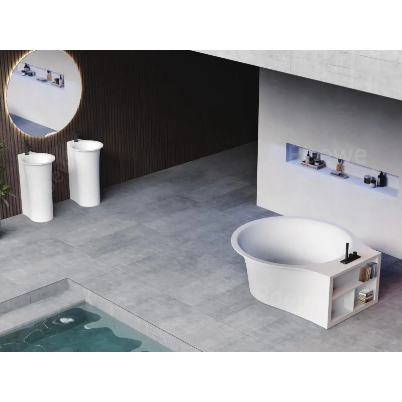 

Современная цельная напольная отдельно стоящая раковина для ванной комнаты, отдельно стоящая раковина, керамическая раковина для ванной комнаты