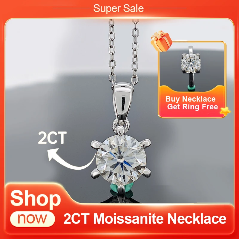 

Ожерелье Chu Ping изящных ювелирных изделий с муассанитом, 2 карата, круглой огранки, 8,0 мм, простое и элегантное, для помолвки или подарка-сюрприза на День святого Валентина