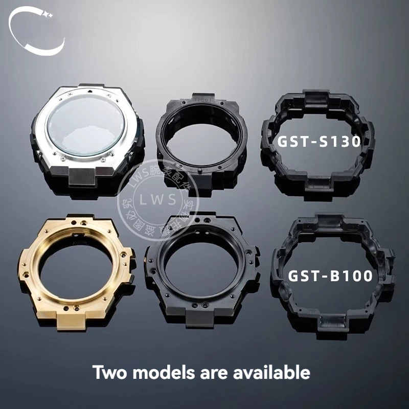 حافظة ساعة من الفولاذ المقاوم للصدأ لساعة كاسيو GST-S130 GST-B100 حافظة متوسطة الغطاء الخلفي مسامير GST إطار معدني شل ملحقات الساعة