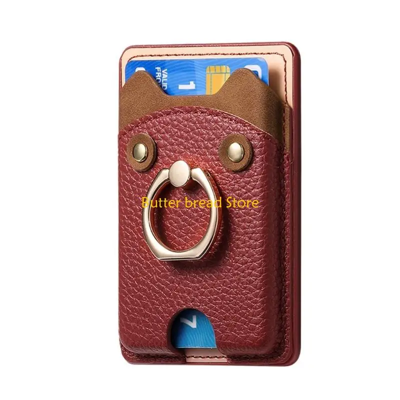 W89C Reinforced Edges Stitching Adhesive Phone Card Case with Not Scratch Surfaces Universal Adhesive Phone Card Pocket