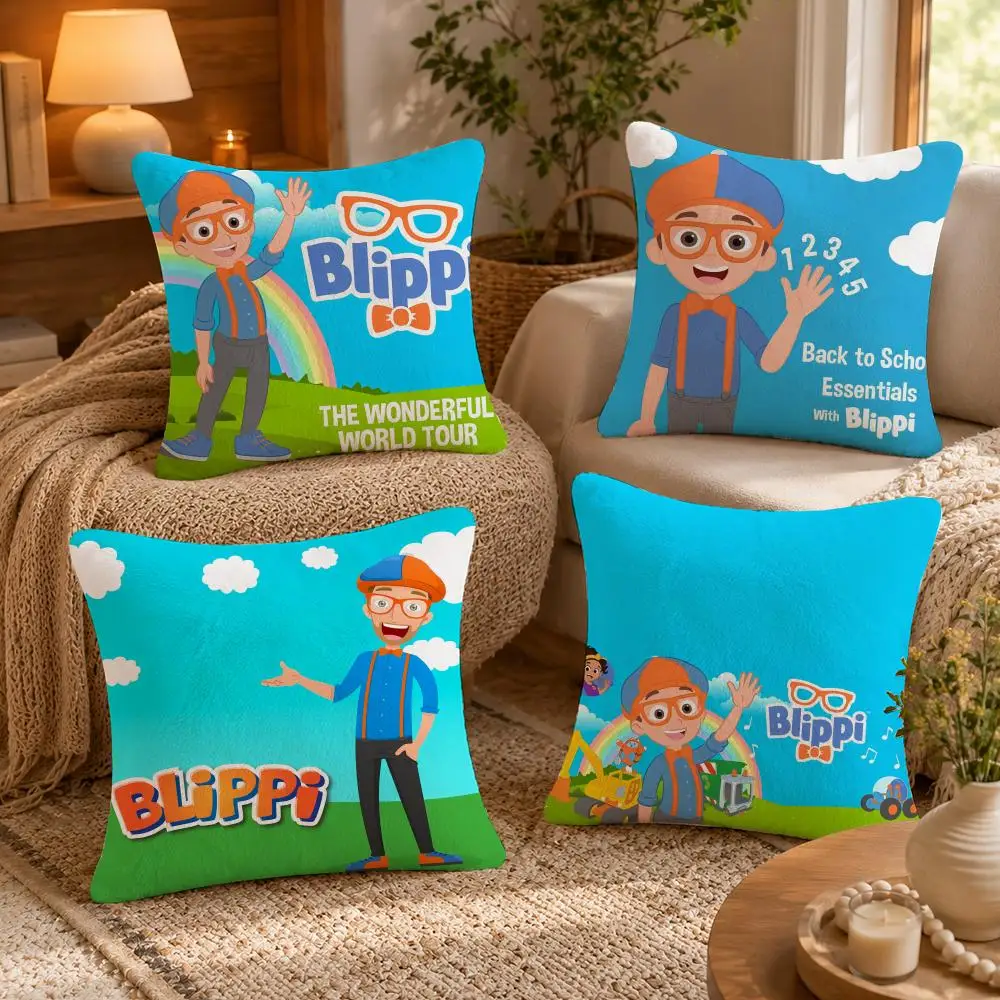 B-Blippiing Musical Cushion Cover Soft Short Plush Pillow Case Double Sided Print Washable Sofa Bed Home Decor Gift