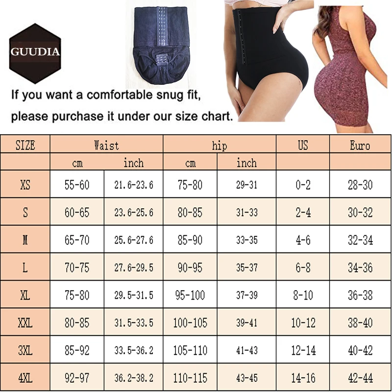 GUUDIA Crotch Hook Shaper Panties Spandex Extra Firm Waist Trimmer High Waist Tummy Control Panties Buttock Lifting Smooth Out