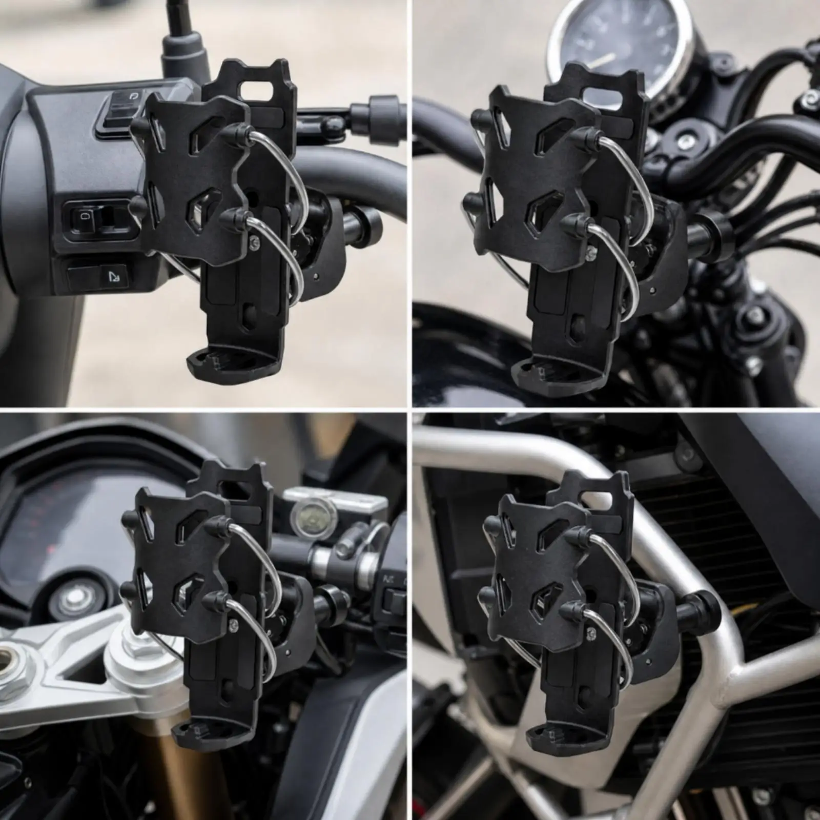 Sturdy Motorcycle Water Bottle Holder with Metal Retaining Wires Fits Handlebar Roll Cage and Guard Rods