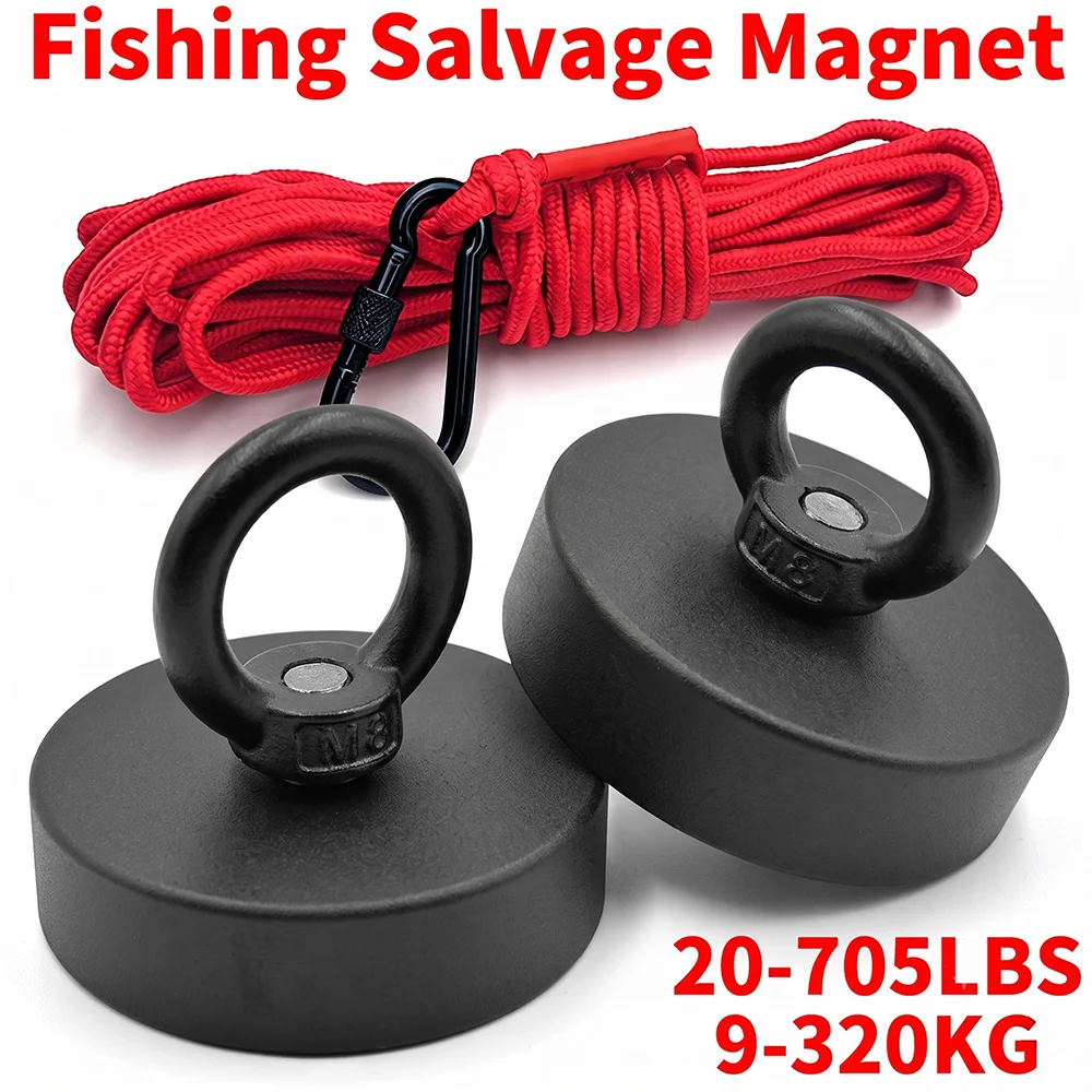 Super Strong Rare Earth Magnet D16 to D60mm Heavy Duty Fishing Hook with Countersunk Hole Eyebolt Efficient Underwater Salvage