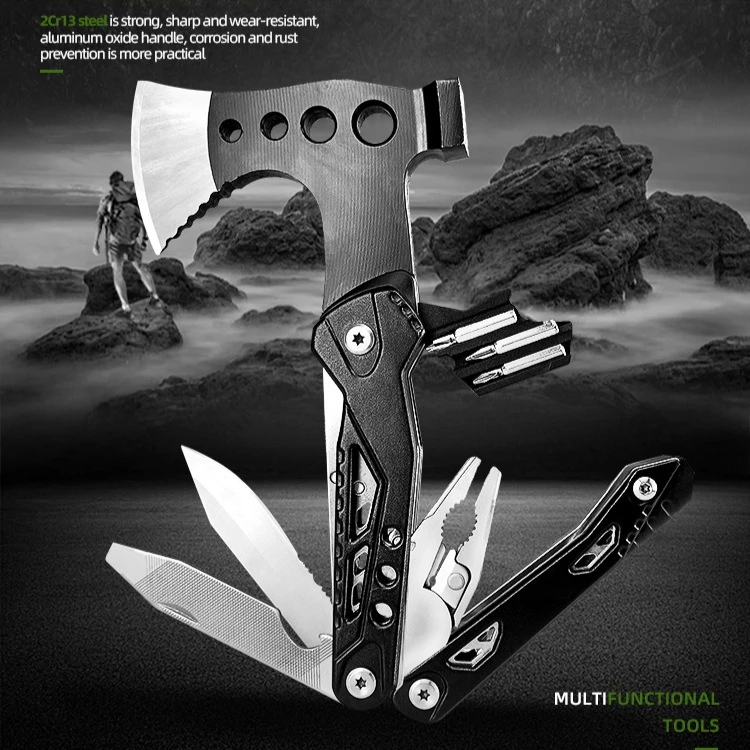 

Outdoor Multifunctional Axehigh Quality Foldable Stainless Steel Axe Hamme Portable Camping Mountaineering and Survival EDC Tool