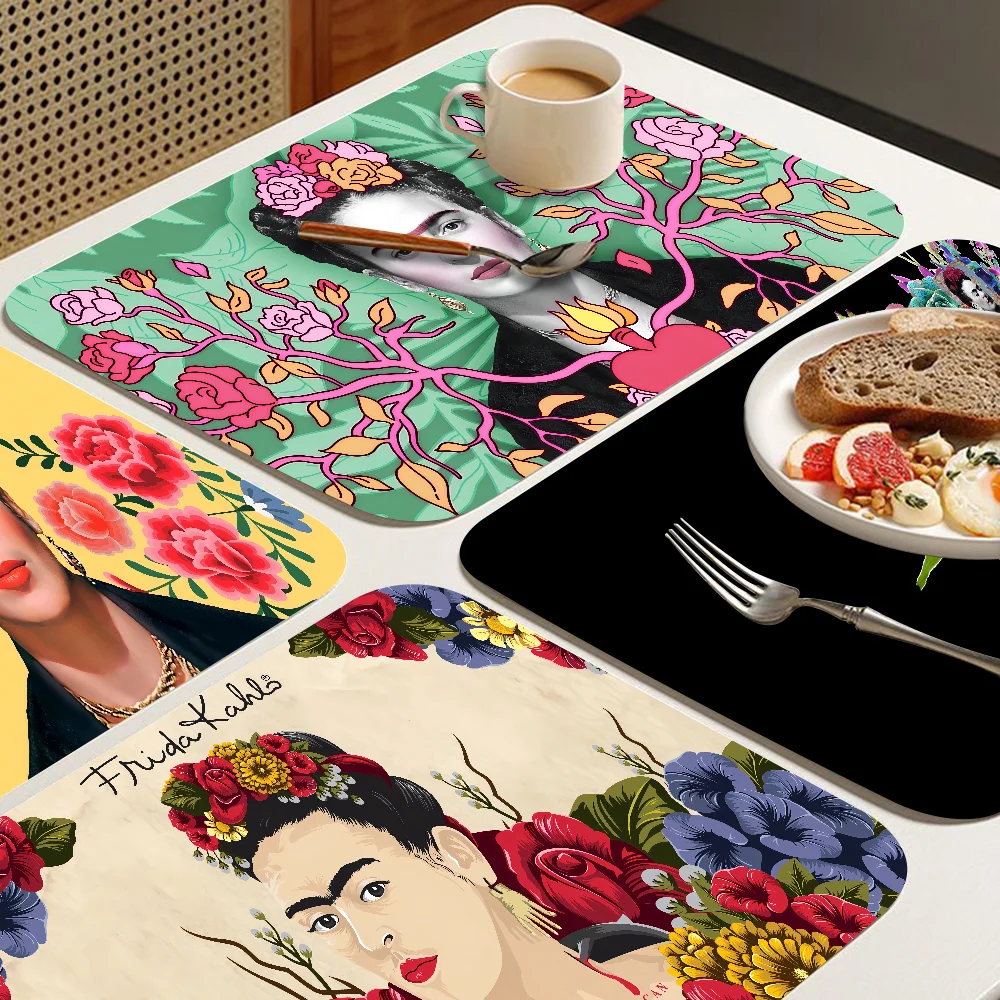 F-Frida K-Kahlo Kitchen Absorbent Pad Dry Draining Mat Sink Washstand Coffee Machine Pads Table Placemat Faucet Anti Splash