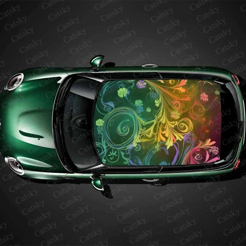 

Swirly Floral Car Roof Sticker Wrap Racing SUV Accessories Packaging Painted PVC Custom Car Graphic Decal