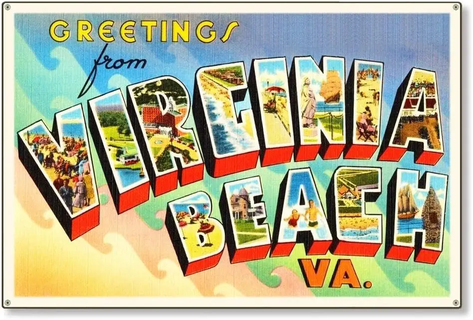 Metal Tin Sign Vintage Chic Art Decoration Virginia Beach Virginia for Home Bar Cafe Farm Store Garage or Club ;-aluminum