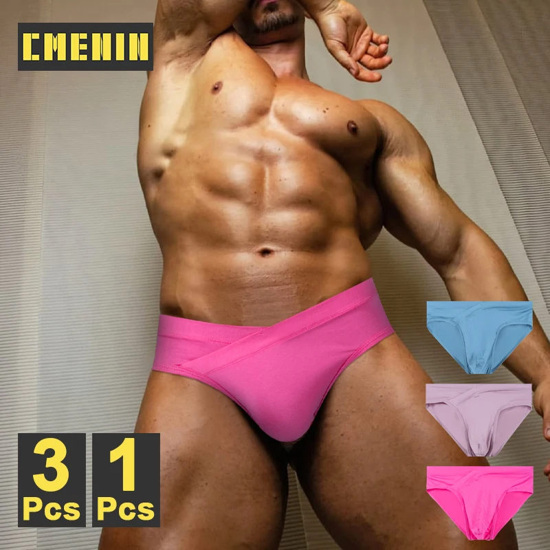 CMENIN 1/3Pcs Modal Men Underwear Low Waist Briefs Sissy Breathable Bikini Man Underpants Sexy Gays Softness Men's Brief Panties