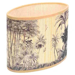 Tropical Rainforest Lampshade Oval Shades Bedside Light Bulb Modern Pleated Table Bamboo Metal Replacement Rustic Decor