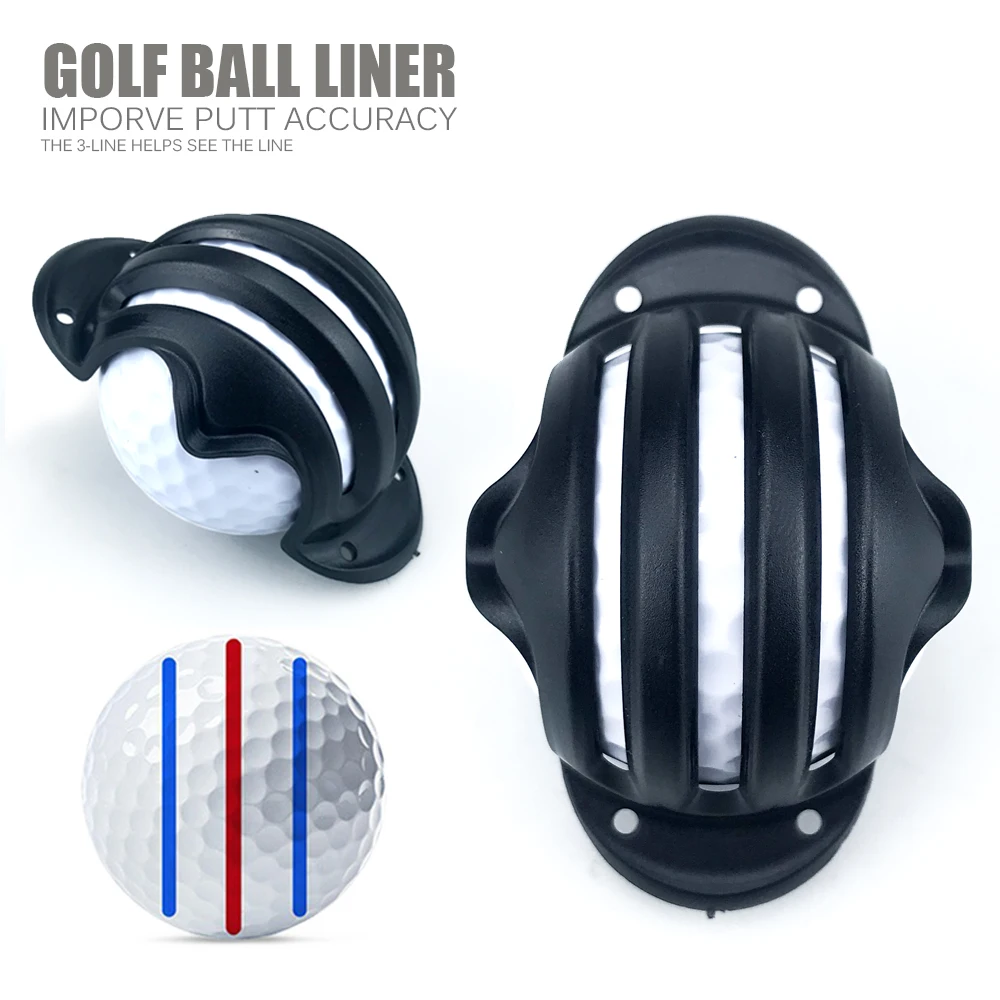 Golf Ball Liner Marking Device Three-line Golf Ball Positioning Locator with Color Marker Pen Golf Putting Accuracy Training Too