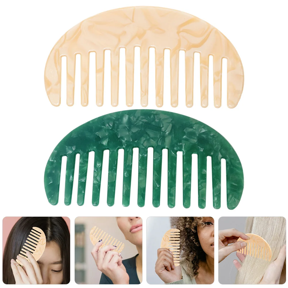 

2 pcs Wide Tooth Comb For Women Anti Static Combs For Curly Wet Hair Detangling Portable Travel Large Tooth Hair Comb