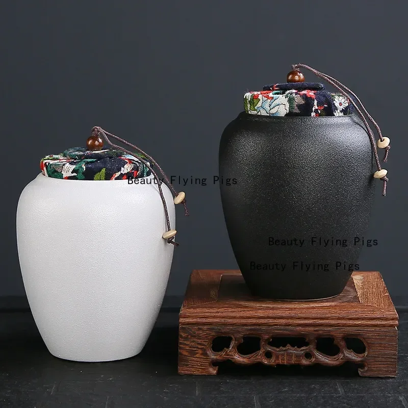 

9x12 см черный керамический пепел для домашних животных, современная матовая банка для хранения гроба с котом и собакой