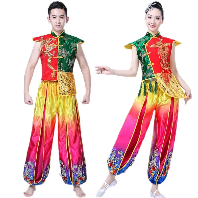 أزياء الرقص الكلاسيكي أنثى أنيقة يانغكو الملابس مروحة أداء الرقص الملابس الوطنية طبل يانغكو مرحلة الرقص زي
