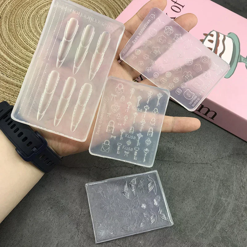 Nail Tool Diy Cartoon Butterfly Button Key Lock Silicone Mold Decorations Accessories Stamping Manicure Art