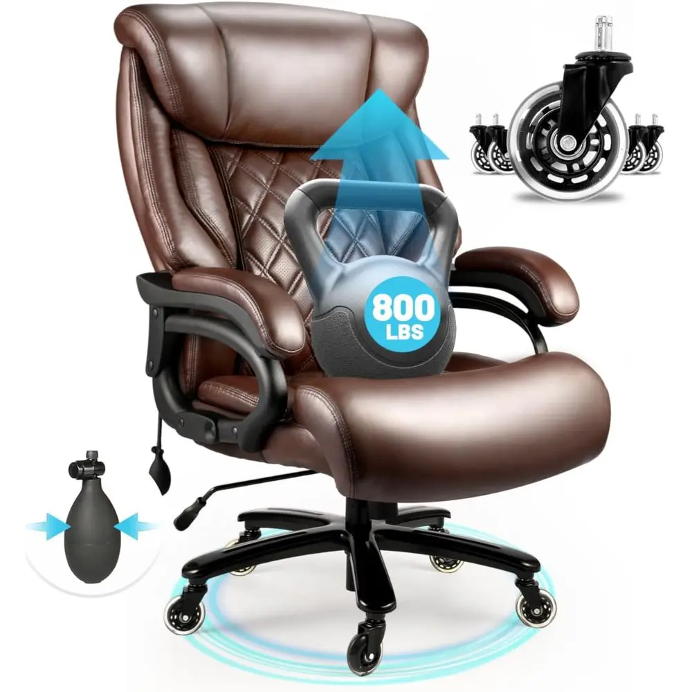 

Офисное кресло из сверхширокой кожи для тяжелых весов с регулируемой поясничной опорой и тихими колесами