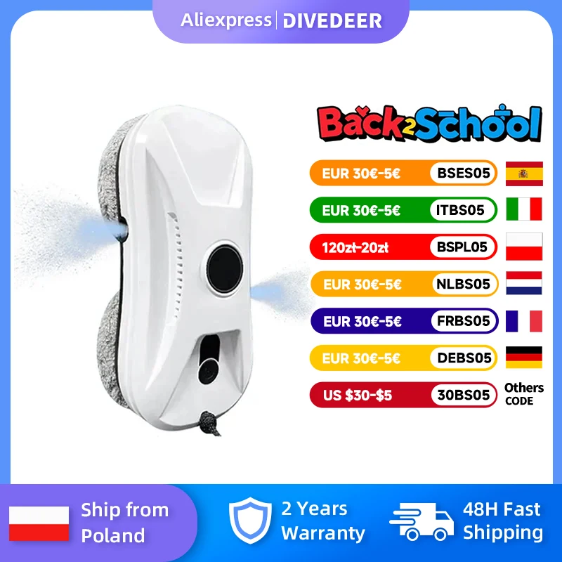 DIVEDEER Detergente per finestre intelligente Doppio spruzzo bidirezionale Nuovo detergente per finestre Mini macchina automatica a doppio spruzzo