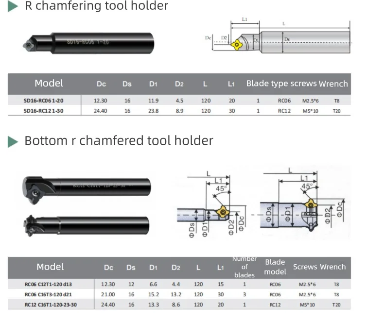 Barra de corte de biselado CNC R, herramienta de centro de mecanizado de ángulo de 45 °, inserto de carburo R1, R2, R3, R4, cortador de fresado interno R