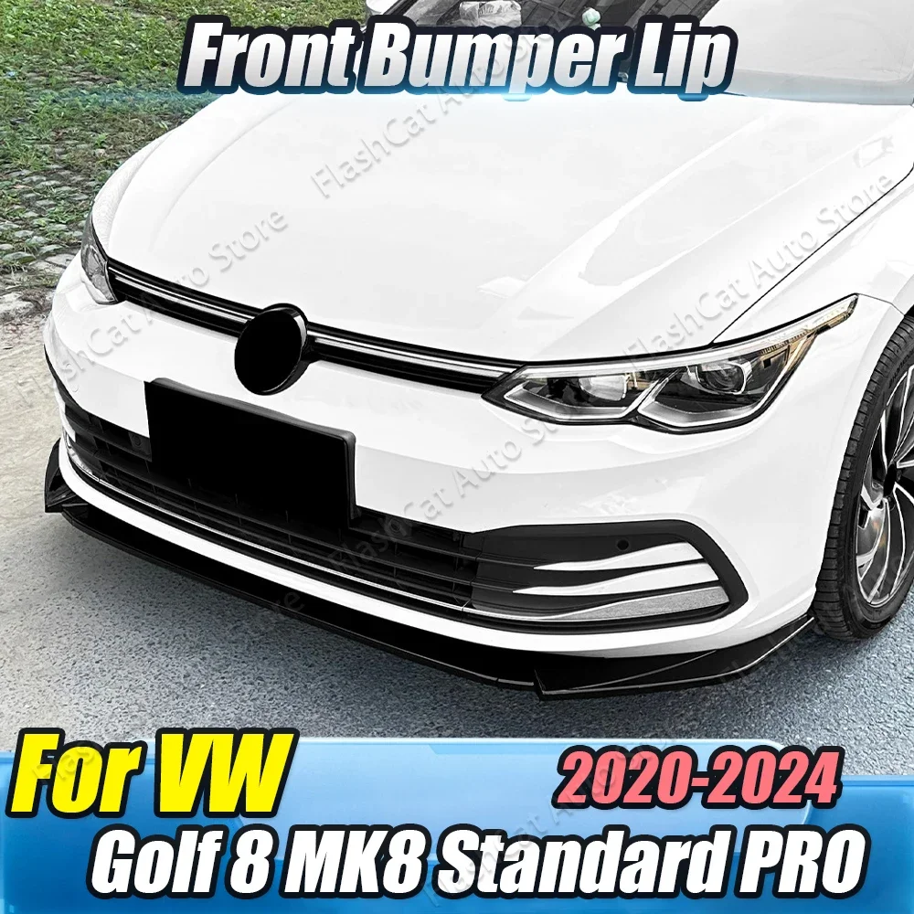 Front Lower Diffuser Spoiler Splitter Body Kits Carbon Fiber Front Bumper Lip For Volkswage Golf 8 MK8 Standard Pro 2020-2024