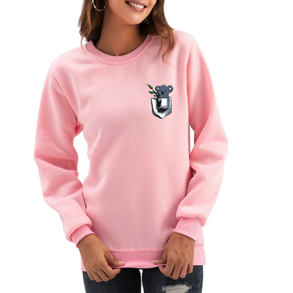 

YRYT 2023 Autumn and Winter New Women's Chest Koala Cartoon Printed Top Autumn Hot Long-sleeved Crewneck Hoodie