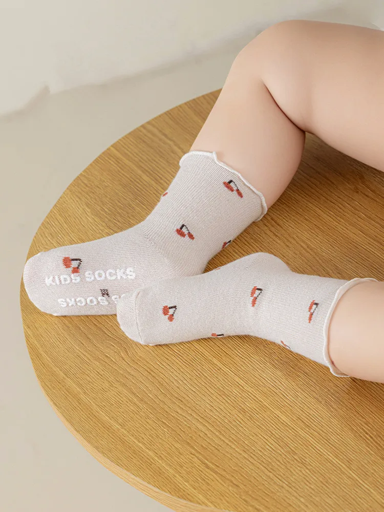 5 Pairs/lot Baby Kids Socks Ruffle Edge Children Socks Anti-slip Socks For Girls