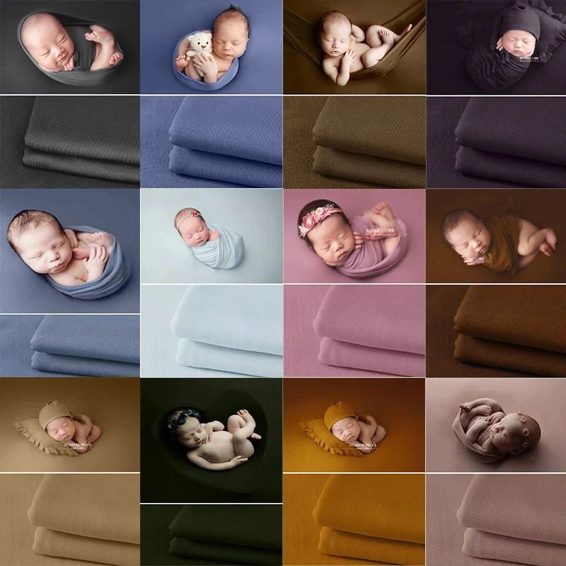 160cmx170cm Newborn Photography Stretch Wrap Baby Boy Girl Photo Blanket Background Stretchable Fabric Multi-Colors Swaddlings