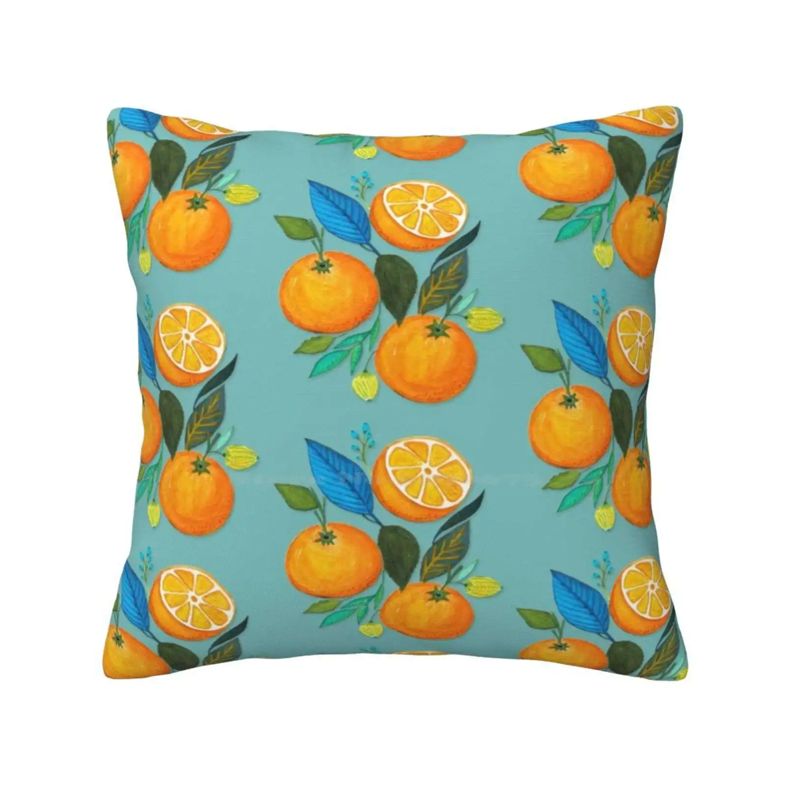 Lady Orange Funny Cute Decor Square Pillowcase Vitamin Fruit Citrus Disc Eat Orange Delicious Healthy Kitchen Refreshing