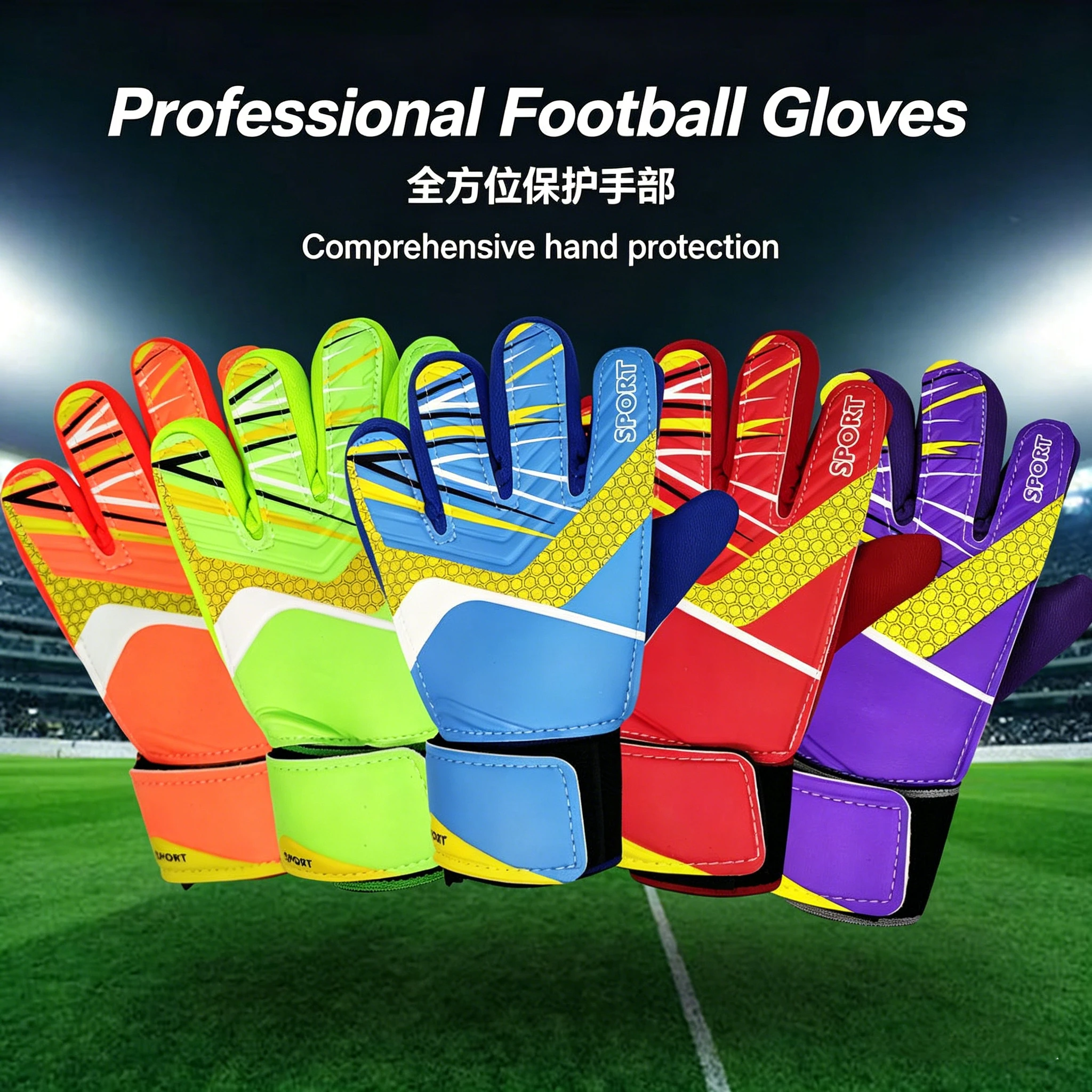 

Football Goalkeeper Gloves Professional Training Anti Slip Wear-resistant Latex Match Equipmen Goalie Protector
