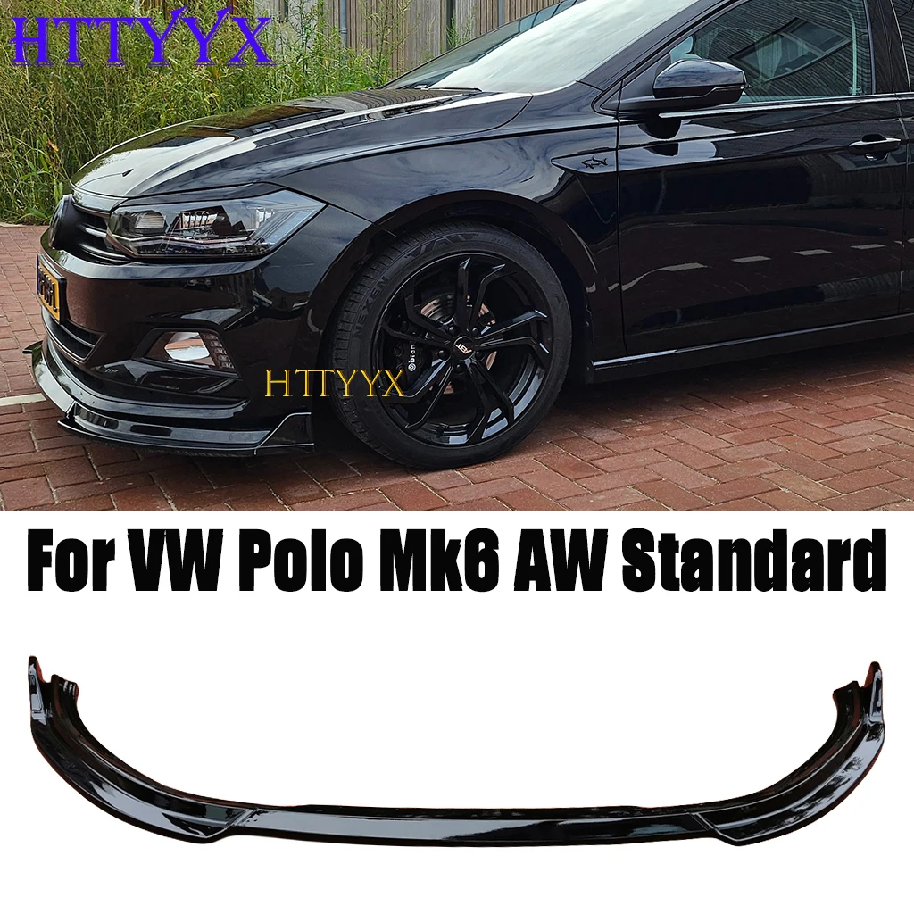 HTTYYX Fit for VW Polo Mk6 Typ AW Standard TSI TDI 2018 2019 2020 2021 2022 Front Bumper Splitter Lip Diffusers 3pcs