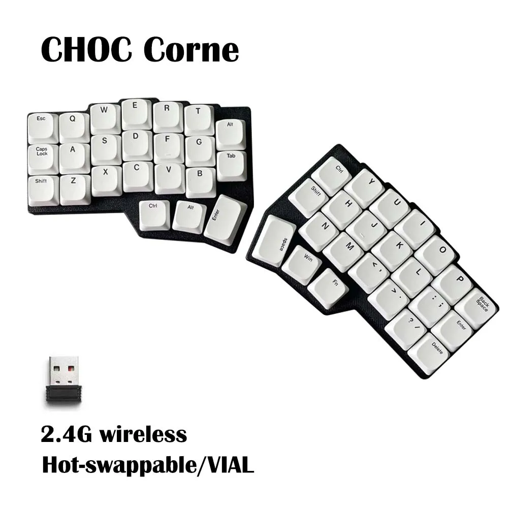 CHOC CORNE V4.1 Low Profile Ultrathin Split Mechanical Keyboard Hot-swap Kaih V1/V2 Switch 2.4G Wireless VIAL Programmable