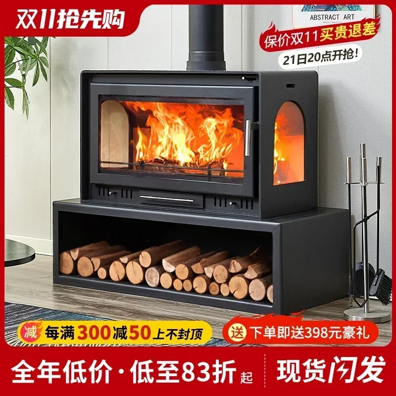 Real fire fireplace Rural heating Wood burning Household heating fireplace Embedded wood burning fireplace Full set