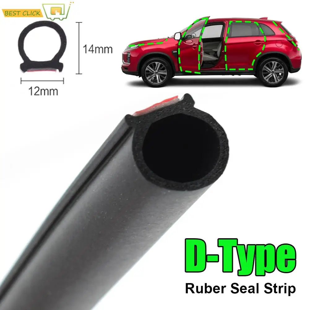 4m DType Rubber Car Body Seal Strip Sealing Weatherstrip Universal Anti-Noise Soundproof Waterproof Seals Trim Protector Guard