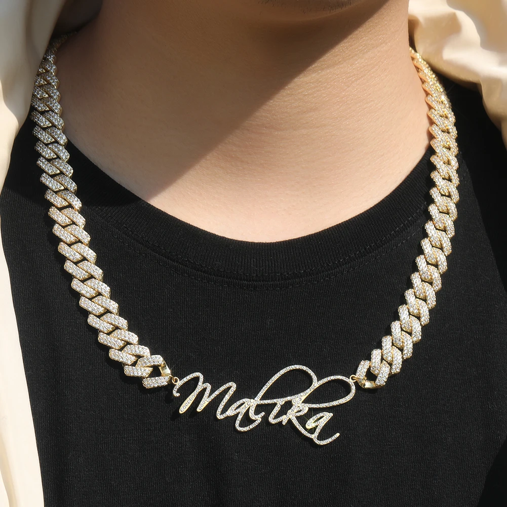 THE BLING KING Custom Stainless Steel Name With 13mm Miami Cuban Chain Personalized Letters Pendant Necklace Hiphop Jewelry