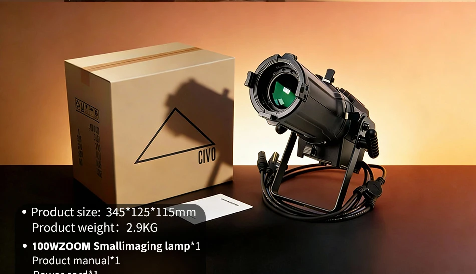 Mini 100W DMX Zoom Profil-Scheinwerfer für Studio, Gobo-Spotlight mit variablem Zoom, Ellipsoidaler DMX LED Leko für Lichtshows, DJ und Clubs – Detail 6