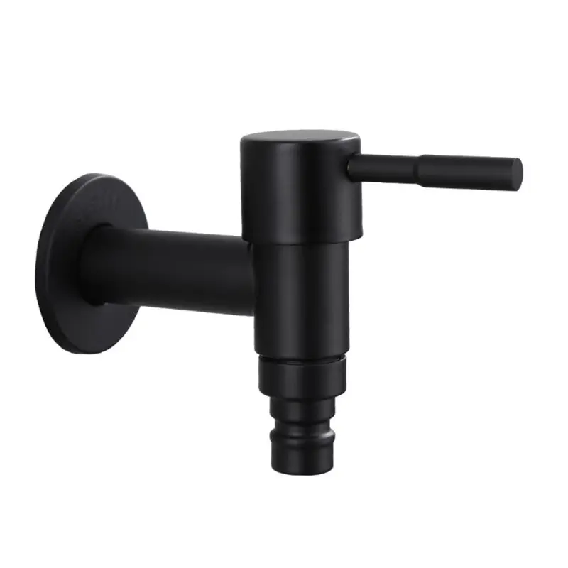 Black Stainless Steel Outdoor Garden Wall Mounted Bathroom Washing Machine Faucet Water Tap Bath Toilet Mop Pool Water Taps