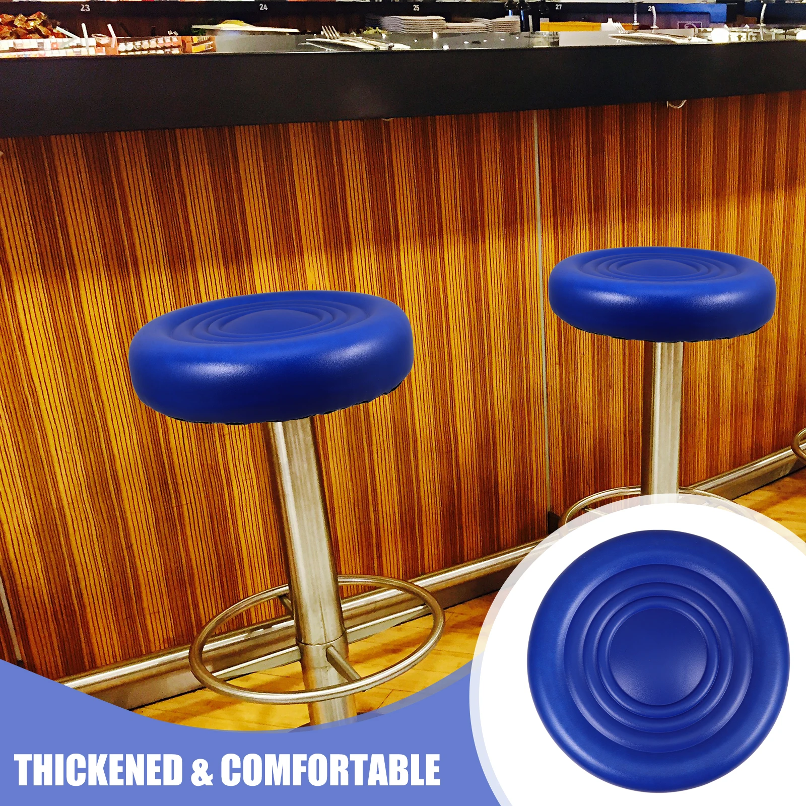 

Chair Surface Pu Cushion Stool Padded Round Seat Replacement Kit Rotating Blue Thickened Bar Stool Accessory Home Kitchen