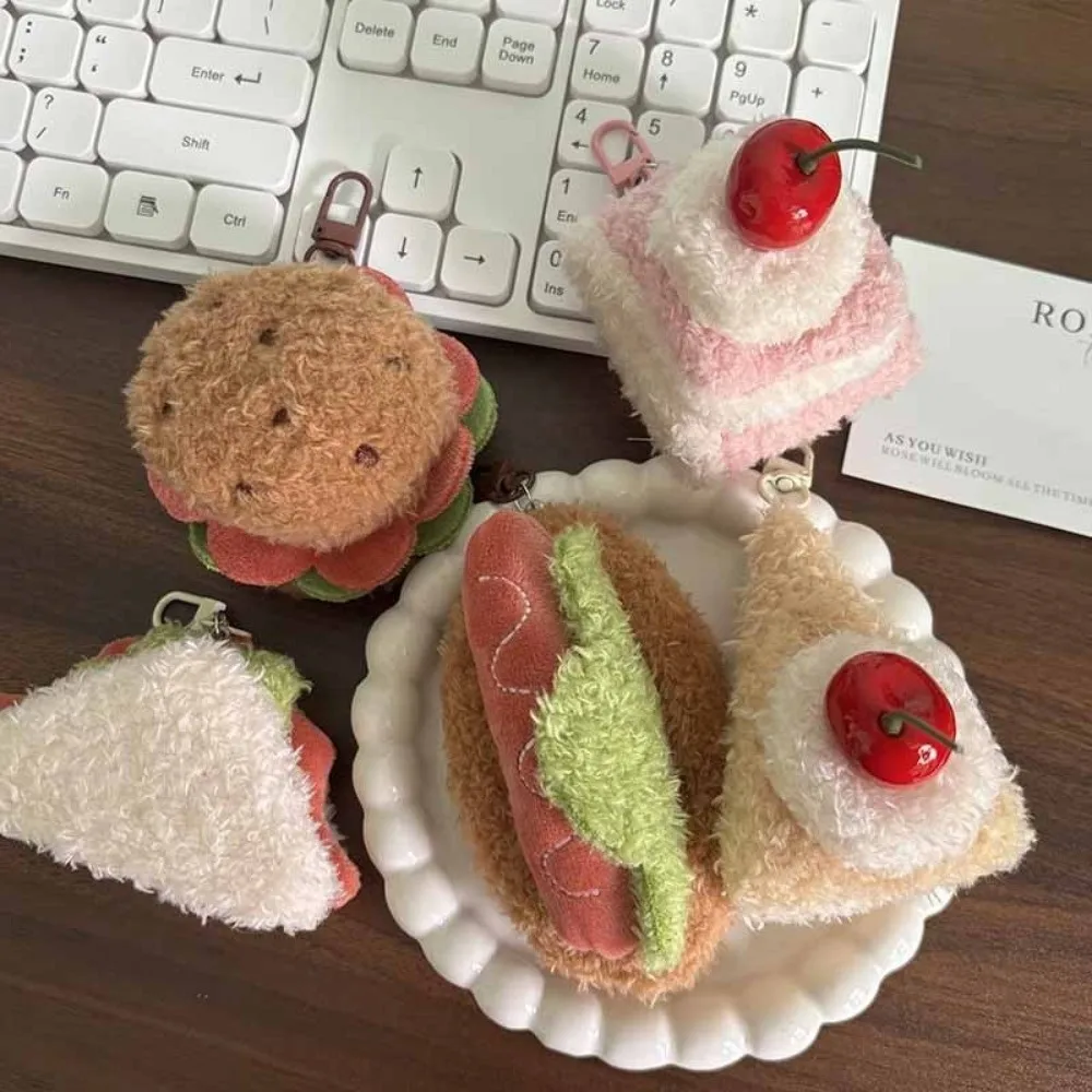 Korean Hamburger Simulation Food Keychain Stereoscopic Creative Sandwich Cake Key Hanger Pendant Backpack Pendant Couple Gifts