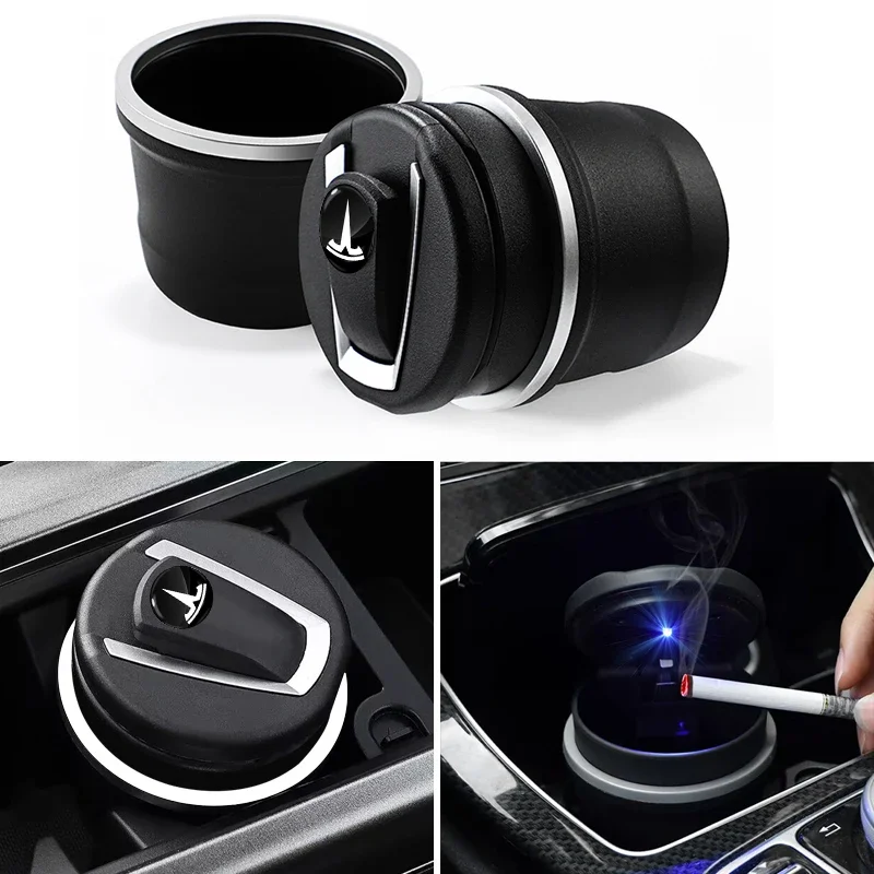 Car Ashtray Garbage Coin Storage Cigarette Ashtray Cup With LED Light For Tesla MODEL S X 3 Y 2021 2022 Roadster Cybertruck