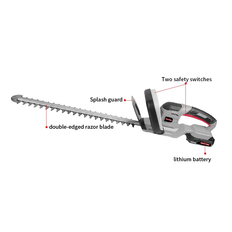 Shrub Trimmer Tool Safety Switch 18Inch Aluminum Dual Action Blades Cordless Hedge Trimmer