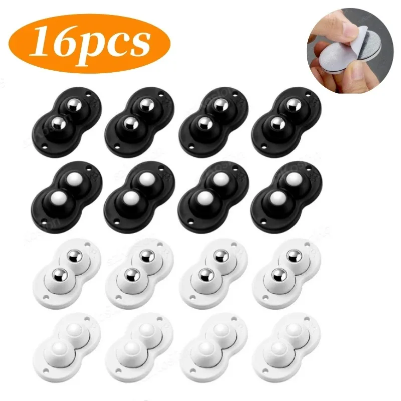 4 Pcs Self Adhesive Caster Wheels Stainless Steel Nylon 360 Degree Rotation Paste Swivel Wheels Sticky Pulley for Furniture