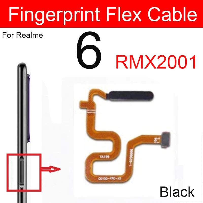 For Realme 3Pro 5 5i 5S 6i 6 6S Fingerprint Sensor Power Touch Flex Cable Back Home Button Sensor FingerPrint Flex Parts