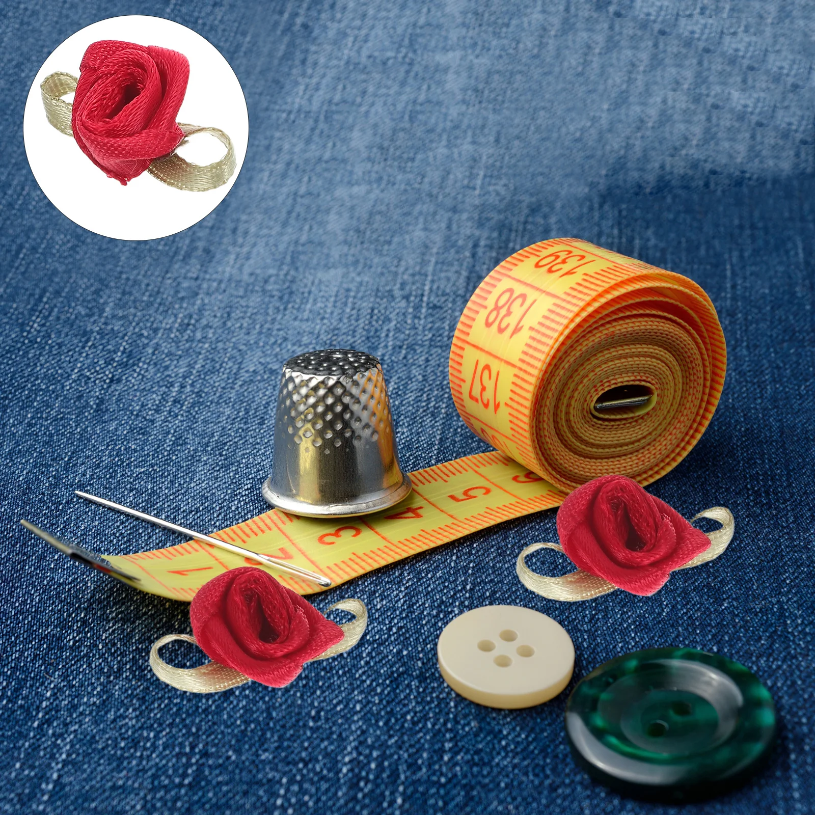 

100Pcs Mini Satin Ribbon Roses with Green Leaves Artificial Flowers for Wedding Favor DIY Decor Scrapbooking Crafts Card Making