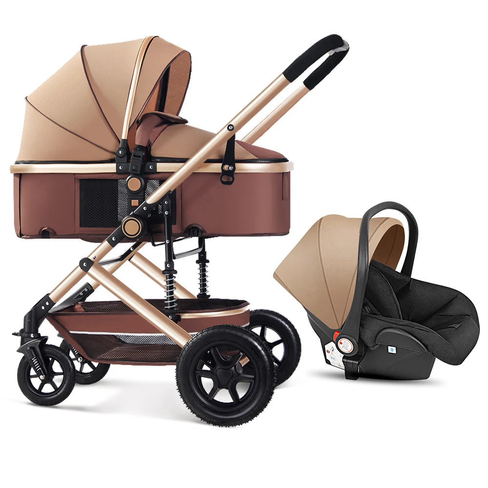 Coches Para Bebes. Foldable Stroller Baby 3 in 1 Pushchair Luxury Baby Stroller Pram 3 In 1 With Car Seat