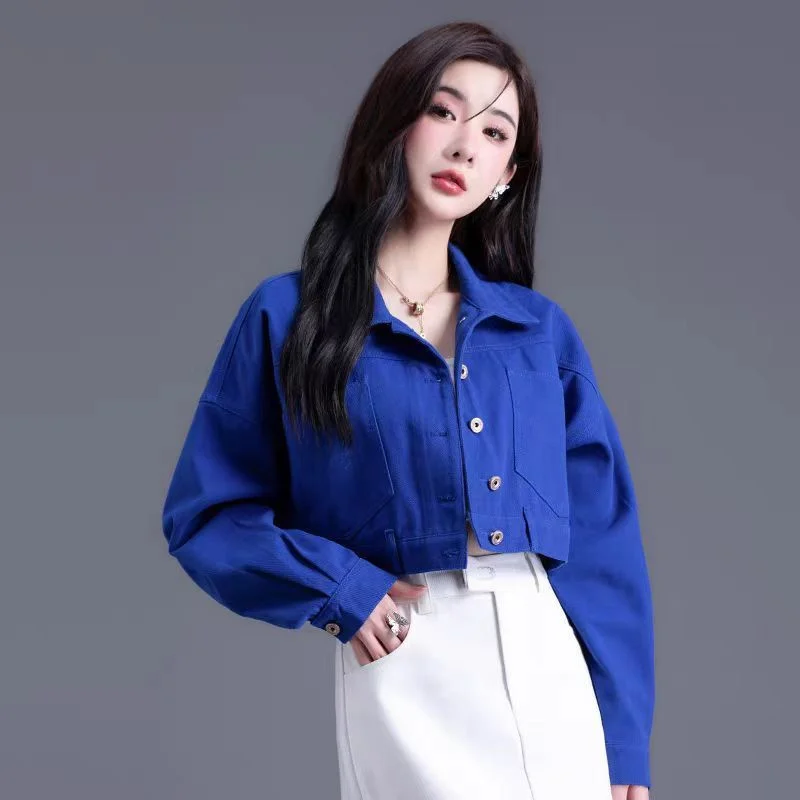 

2026 New Spring Autumn Coat Women Korean Style Fashion Multicolored Short Cowboy Denim Jacket Outerwear Female Jeans Jacket Top