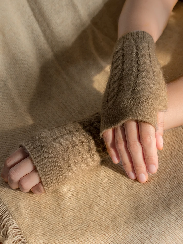 Guanto in puro Cashmere di capra di alta qualitร guanti da donna con dita a vista scaldino invernale lavorato a maglia per Minttens senza dita da