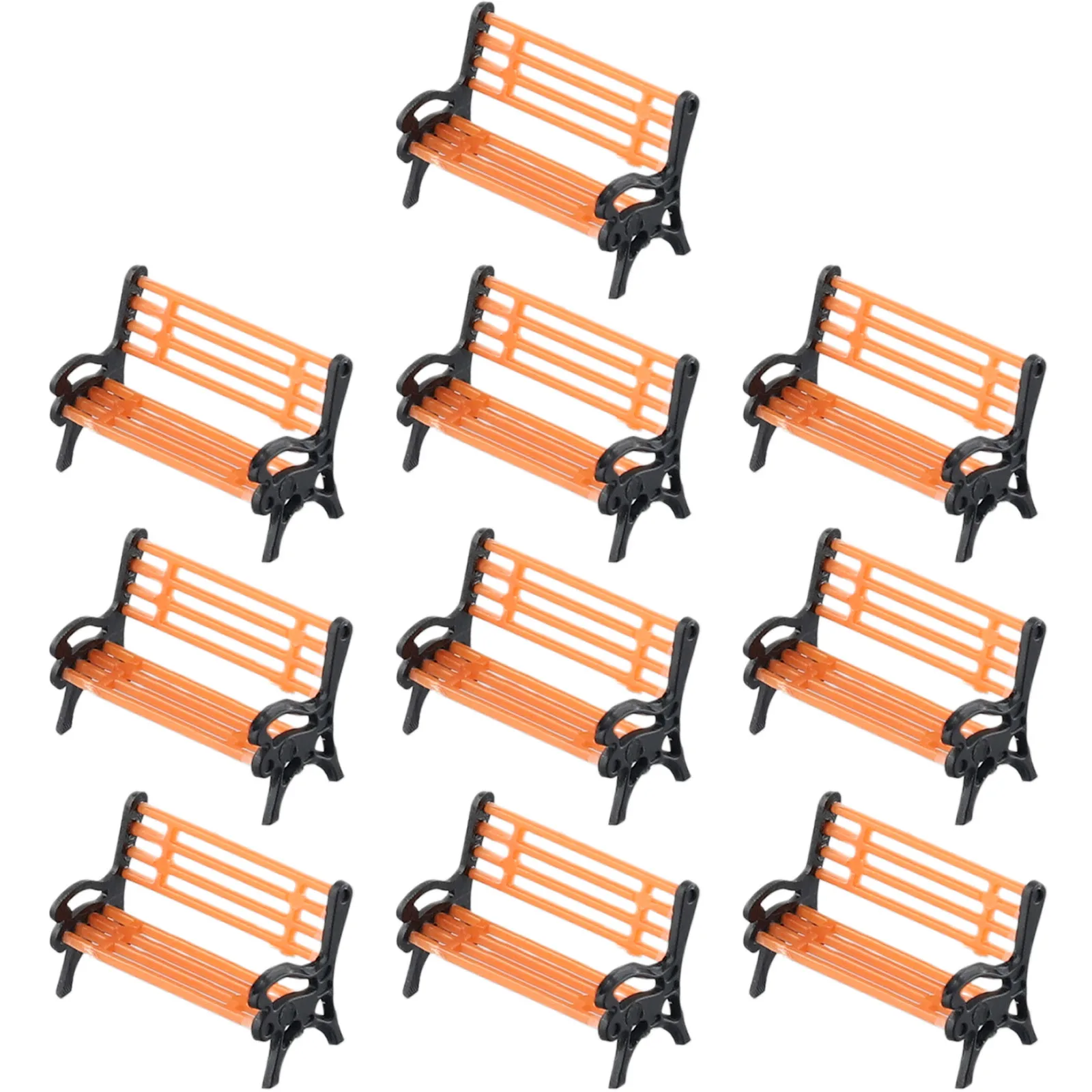 10Pcs 1:87 HO Scale Model Train Bench Chairs Settee Street Park Railway Layout Plastic Crafts Home Decoration Children Toys