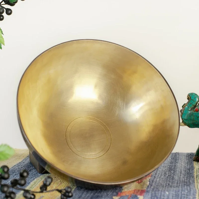 Filles sonore tibétain en cuivre fait à la main, bol de guérison par le son, ligne de gravure Ugin, méditation, yoga, bouddha
