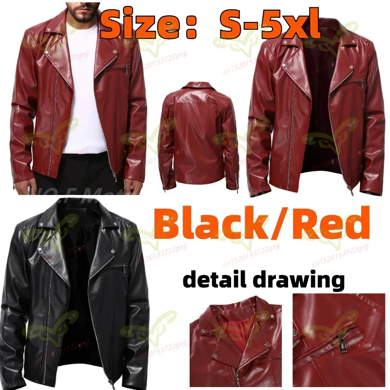 

Мужская мотоциклетная куртка черно-красная, кожаная, модная уличная куртка для мотоциклистов
