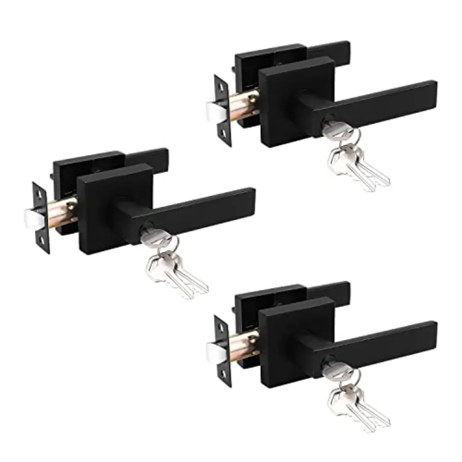 

Interior Bedroom Entrance Door Lever Doorknobs Door Lock One Keyway Entry Keyed Entrance Lockset in Each with Keys